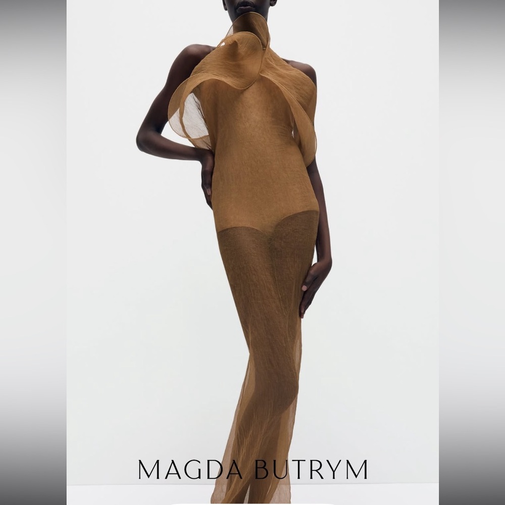 Magda Butrym Silk organza gown in beige